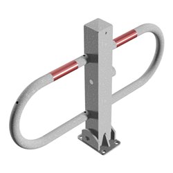 Schake Parkplatzsperre Typ 4709FU, umlegbar + Dreikantverschluß, 70x70mm + seitlichen Rohrbügeln feuerverzinkt