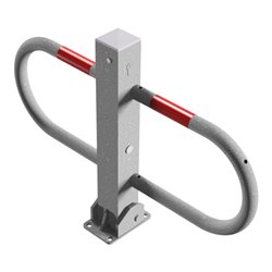 Schake Parkplatzsperre Typ 4709UZ, umlegbar + Profilzylinder, 70x70mm + seitlichen Rohrbügeln feuerverzinkt