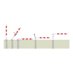 Schake Absperrpfosten Typ 4701FUZHB, 70x70mm, umlegbar, herausnehmbar + Dreikantverschluß, Profilzylinder, weiß / rot