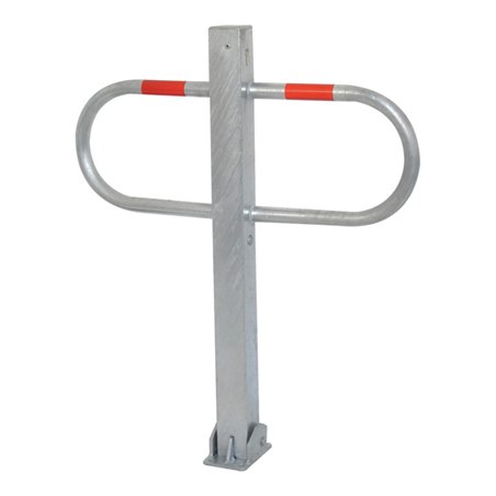 Schake Parkplatzsperre Typ 471FUB, 70x70mm, umlegbar, Breite 800mm Überflur 900mm + Dreikantverschluß, weiß / rot