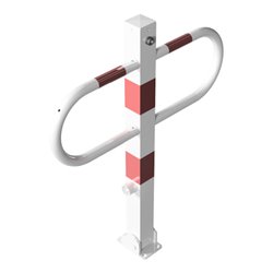 Schake Parkplatzsperre Typ 471FUB, 70x70mm, umlegbar, Breite 800mm Überflur 900mm + Dreikantverschluß, weiß / rot