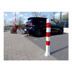 Schake Absperrpfosten Typ 470UZH, umlegbar, zum Einbetonieren + Profilzylinder, 70x70mm, feuerverzinkt