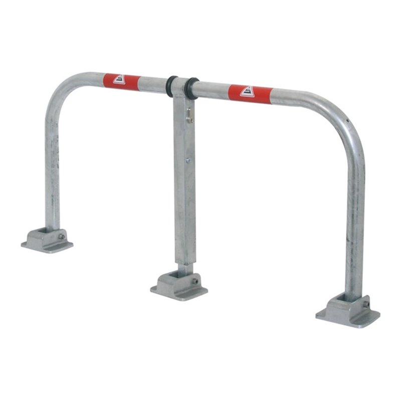 Schake Parkplatzsperrbügel 472Z, umklappbar, Höhe ca. 450 mm, Breite ca. 850 mm, verzinkt, + Profilzylinderschloß, zum Aufdübeln