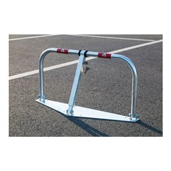 Schake Parkplatzsperrbügel 472Z, umklappbar, Höhe ca. 450 mm, Breite ca. 850 mm, verzinkt, + Profilzylinderschloß, zum Aufdübeln