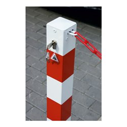 Schake Sperrkettenpfosten 4711P Vierkantrohr 70x70mm, Überflur 900 mm + Schließmechanik, Profilzylinderschloß, feuerverzinkt