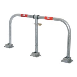 Schake Parkplatzsperrbügel 472V, umklappbar, Höhe ca. 450 mm, Breite ca. 850mm + Messingschloß, verz. + roten Reflexstreifen inc