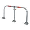 Schake Parkplatzsperrbügel 472V, umklappbar, Höhe ca. 450 mm, Breite ca. 850mm + Messingschloß, verz. + roten Reflexstreifen inc