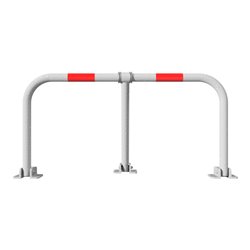 Schake Parkplatzsperrbügel 472V, umklappbar, Höhe ca. 450 mm, Breite ca. 850mm + Messingschloß, verz. + roten Reflexstreifen inc