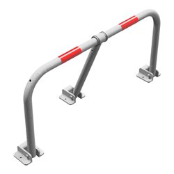 Schake Parkplatzsperrbügel 472V, umklappbar, Höhe ca. 450 mm, Breite ca. 850mm + Messingschloß, verz. + roten Reflexstreifen inc