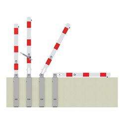 Schake Absperrpfosten Typ 470UZKH, umlegbar, Hebe, Kipp, Mechanik + Profilzylinder, zum Einbetonieren, 70x70mm, + Bodenhülse