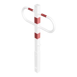 Schake Parkplatzsperre Typ 471FB, 70x70mm, herausnehmbar + Dreikantverschluß, Breite 800mm, Höhe Überflur 900mm, weiß / rot + Bo