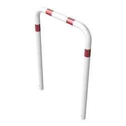 Schake Abweisebügel aus Stahlrohr Ø76mm Breite: 1000mm, Höhe: 1500 mm ohne Querholm, weiß / rot