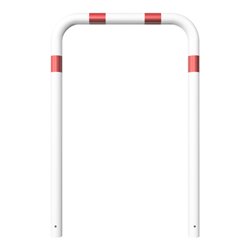 Schake Abweisebügel aus Stahlrohr Ø76mm Breite: 1000mm, Höhe: 1500 mm ohne Querholm, weiß / rot