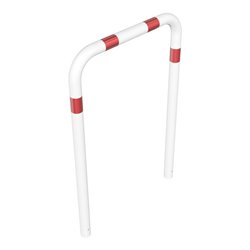 Schake Abweisebügel aus Stahlrohr Ø76mm Breite: 1000mm, Höhe: 1500 mm ohne Querholm, weiß / rot