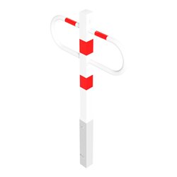 Schake Parkplatzsperre Typ 471ZB, 70x70mm, herausnehmbar + Profilzylinder, Breite 800mm, Höhe Überflur 900mm, weiß / rot + Boden