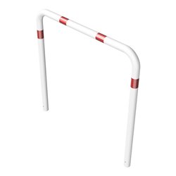 Schake Abweisebügel aus Stahlrohr Ø76mm Breite: 1500mm, Höhe: 1500 mm ohne Querholm, weiß / rot