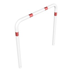 Schake Abweisebügel aus Stahlrohr Ø76mm Breite: 1500mm, Höhe: 1500 mm ohne Querholm, weiß / rot