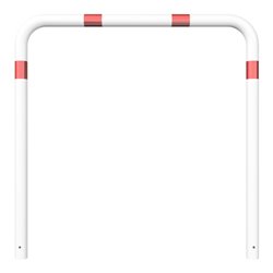 Schake Abweisebügel aus Stahlrohr Ø76mm Breite: 1500mm, Höhe: 1500 mm ohne Querholm, weiß / rot