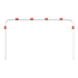 Schake Abweisebügel aus Stahlrohr Ø76mm Breite: 2500mm, Höhe: 1500 mm ohne Querholm, weiß / rot