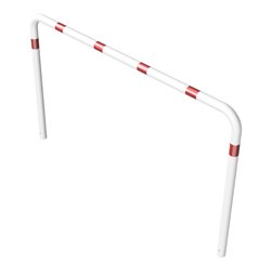 Schake Abweisebügel aus Stahlrohr Ø76mm Breite: 2500mm, Höhe: 1500 mm ohne Querholm, weiß / rot