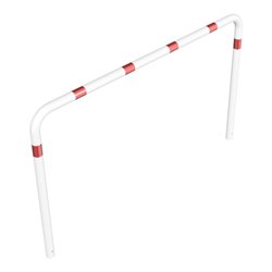 Schake Abweisebügel aus Stahlrohr Ø76mm Breite: 2500mm, Höhe: 1500 mm ohne Querholm, weiß / rot