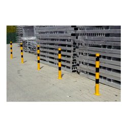 Schake Absperrpfosten Typ 476BG, ortsfest, Ø 76mm, zum Einbetonieren, gelb / schwarz