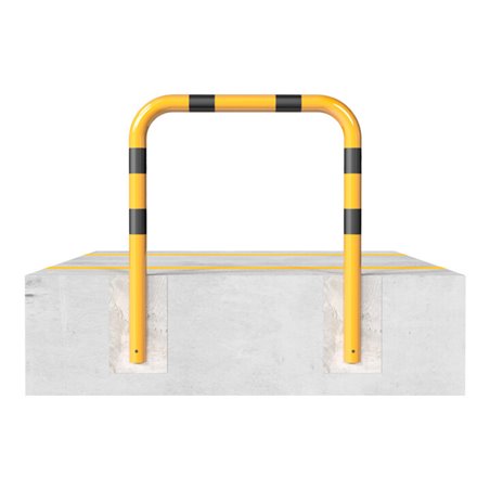 Schake Schutzbügel Ø76 mm, Breite 400 mm, Höhe über Flur 650mm, zum Einbetonieren, gelb / schwarz