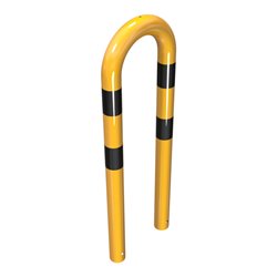 Schake Schutzbügel Ø76 mm, Breite 400 mm, Höhe über Flur 650mm, zum Einbetonieren, gelb / schwarz