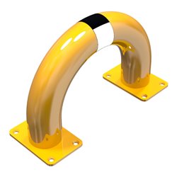 Schake Schutzbügel Ø76 mm, Breite 400 mm, Höhe über Flur 250mm, gelb / schwarz, zum Aufdübeln