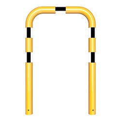 Schake Schutzbügel Ø76 mm, Breite 750 mm, Höhe über Flur 650mm, zum Einbetonieren, gelb / schwarz