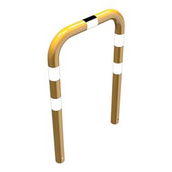 Schake Schutzbügel Ø76 mm, Breite 750 mm, Höhe über Flur 650mm, zum Einbetonieren, gelb / schwarz