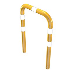 Schake Schutzbügel Ø76 mm, Breite 750 mm, Höhe über Flur 650mm, zum Einbetonieren, gelb / schwarz