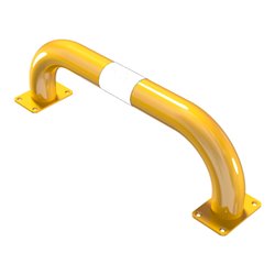 Schake Schutzbügel Ø76 mm, Breite 750 mm, Höhe über Flur 250mm, gelb / schwarz, zum Aufdübeln