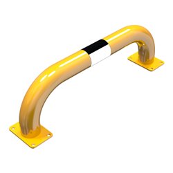 Schake Schutzbügel Ø76 mm, Breite 750 mm, Höhe über Flur 250mm, gelb / schwarz, zum Aufdübeln