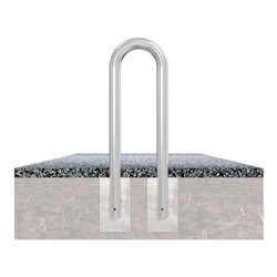 Schake Schutzbügel Ø76 mm, Breite 400 mm, Gesamthöhe 1150mm, zum Einbetonieren, weiß / rot