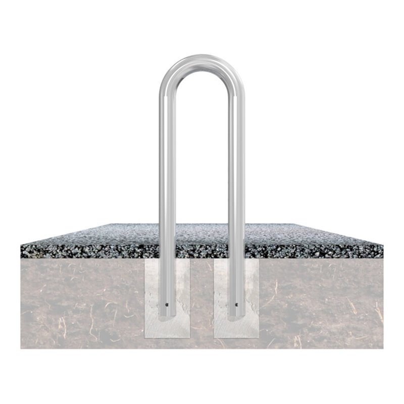 Schake Schutzbügel Ø76 mm, Breite 400 mm, Gesamthöhe 1150mm, zum Einbetonieren, weiß / rot