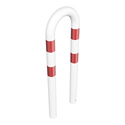 Schake Schutzbügel Ø76 mm, Breite 400 mm, Gesamthöhe 1150mm, zum Einbetonieren, weiß / rot