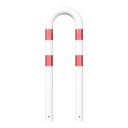 Schake Schutzbügel Ø76 mm, Breite 400 mm, Gesamthöhe 1150mm, zum Einbetonieren, weiß / rot