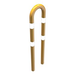 Schake Schutzbügel Ø76 mm, Breite 400 mm, Höhe über Flur 1150mm, zum Einbetonieren, gelb / schwarz