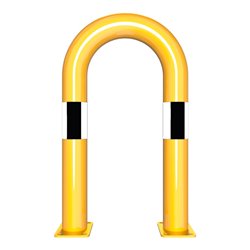 Schake Schutzbügel Ø76 mm, Breite 400 mm, Höhe über Flur 650mm, gelb / schwarz, zum Aufdübeln