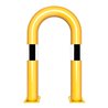 Schake Schutzbügel Ø76 mm, Breite 400 mm, Höhe über Flur 650mm, gelb / schwarz, zum Aufdübeln