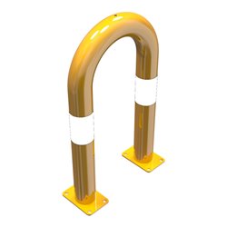 Schake Schutzbügel Ø76 mm, Breite 400 mm, Höhe über Flur 650mm, gelb / schwarz, zum Aufdübeln