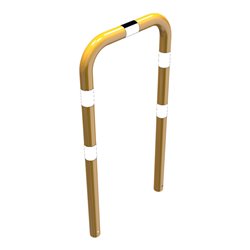 Schake Schutzbügel Ø76 mm, Breite 750 mm, Höhe über Flur 1150mm, zum Einbetonieren, gelb / schwarz