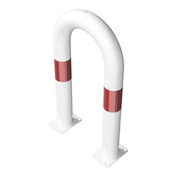 Schake Schutzbügel Ø76 mm, Breite 400 mm, Höhe über Flur 650mm, zum Aufdübeln, weiss rot