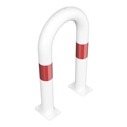 Schake Schutzbügel Ø76 mm, Breite 400 mm, Höhe über Flur 650mm, zum Aufdübeln, weiss rot