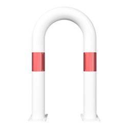 Schake Schutzbügel Ø76 mm, Breite 400 mm, Höhe über Flur 650mm, zum Aufdübeln, weiss rot