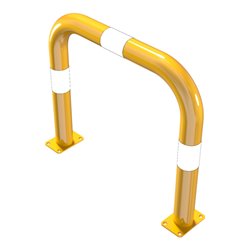 Schake Schutzbügel Ø76 mm, Breite 750 mm, Höhe über Flur 650mm, gelb / schwarz, zum Aufdübeln