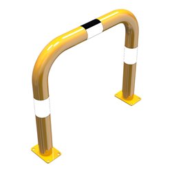 Schake Schutzbügel Ø76 mm, Breite 750 mm, Höhe über Flur 650mm, gelb / schwarz, zum Aufdübeln