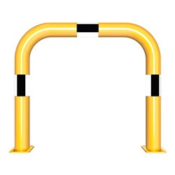 Schake Schutzbügel Ø76 mm, Breite 750 mm, Höhe über Flur 650mm, gelb / schwarz, zum Aufdübeln