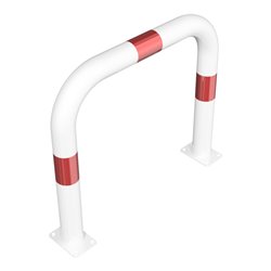 Schake Schutzbügel Ø76 mm, Breite 750 mm, Höhe über Flur 650mm, weiss / rot, zum Aufdübeln